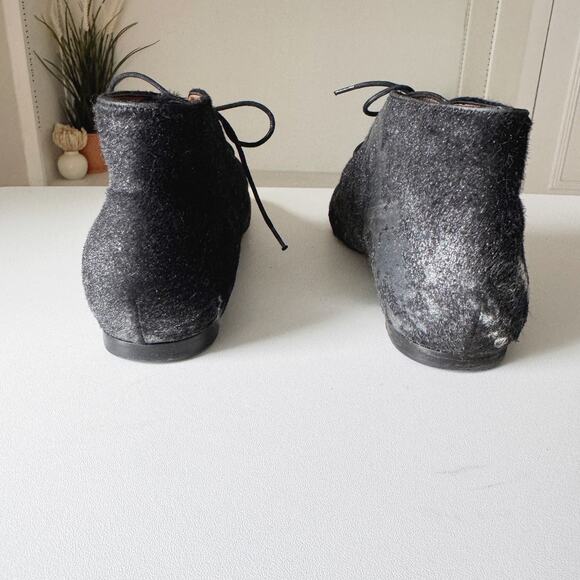 Isabel Marant Etoile Metallic Silver Calf Hair Leather Ginger Booties Size 37/7 - Picture 6 of 8